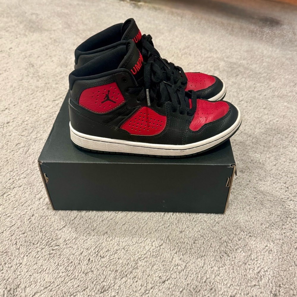 Jordan Kids Red and Black High-Top Sneakers